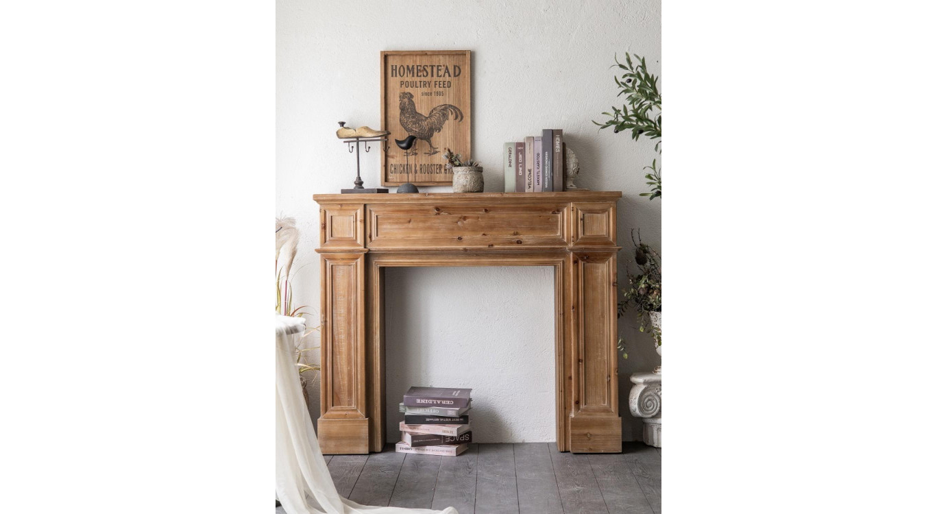 Kaminmantel Holz Braun 130x28x110cm