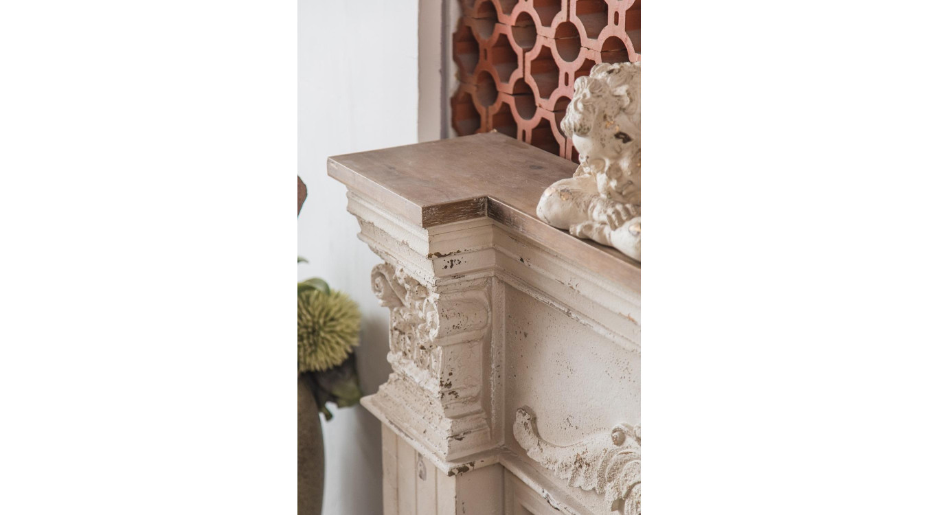 Manteau de Cheminée Bois Blanc 148x28x110cm