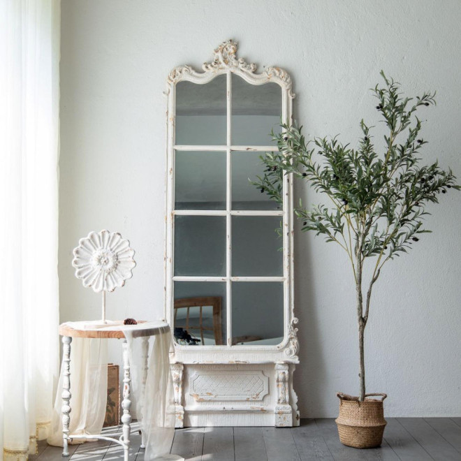 Grand Miroir Bois Blanc 76x13x215cm