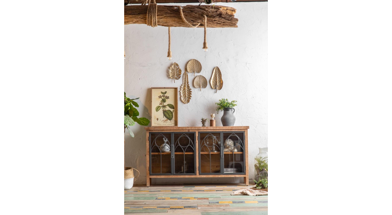 Anrichte Holz, Metall Braun 150x35x85cm