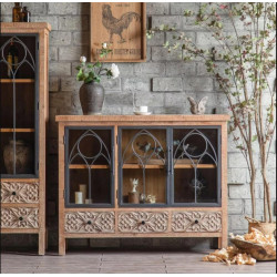 Sideboard mit 3 Schubladen Holz, Metall Braun 120x35x96.5cm