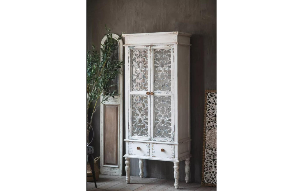 Vaissellier 2 Tiroirs Bois Blanc 71x38x171cm