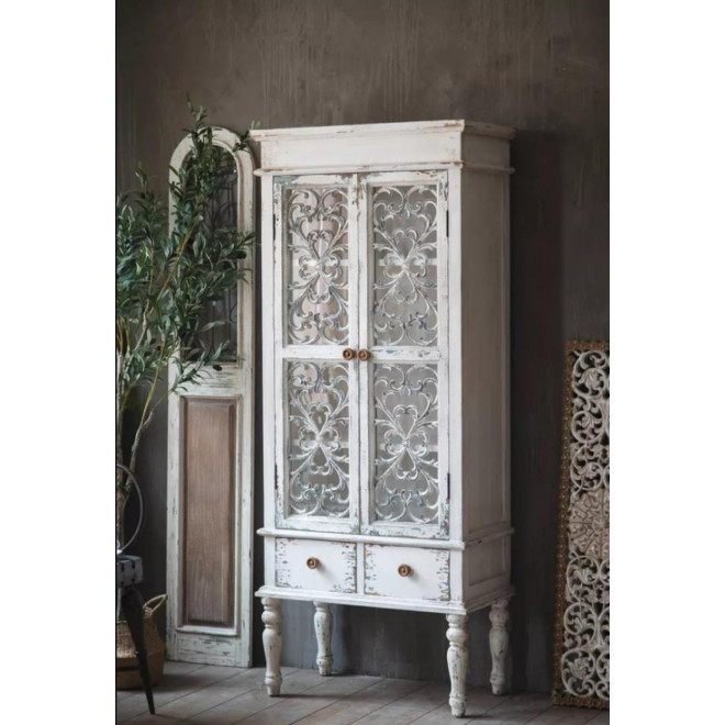 Vaissellier 2 Tiroirs Bois Blanc 71x38x171cm