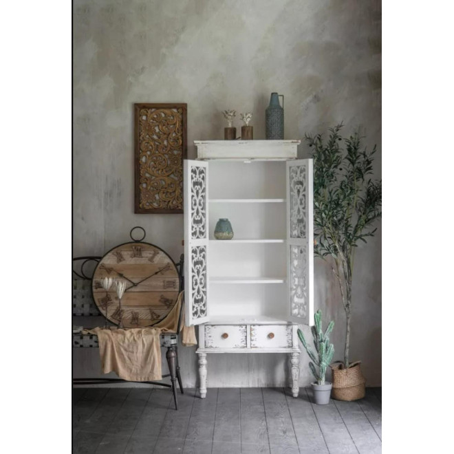 Vaissellier 2 Tiroirs Bois Blanc 71x38x171cm