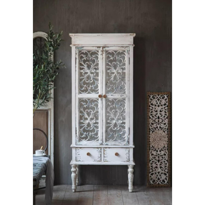 Vaissellier 2 Tiroirs Bois Blanc 71x38x171cm