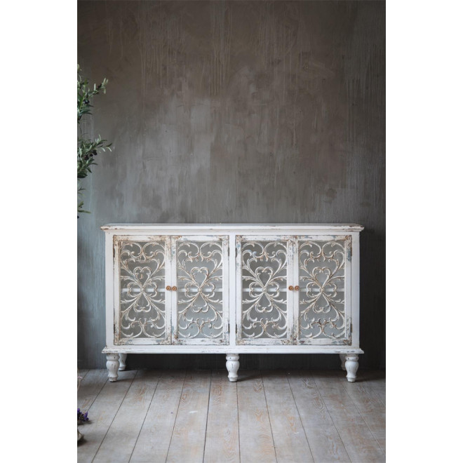 Sideboard mit 4 Schubladen Holz Weiß 152x40x91.5cm