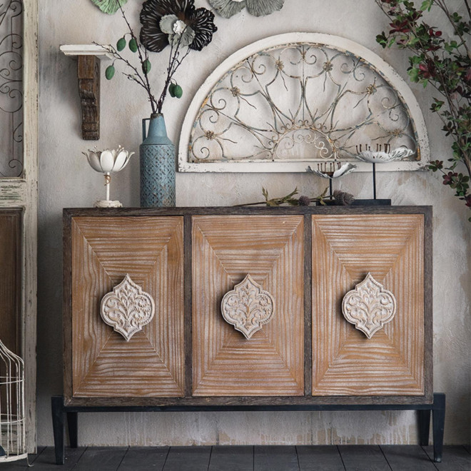 Sideboard Holz Braun 133.5x40x87.5cm