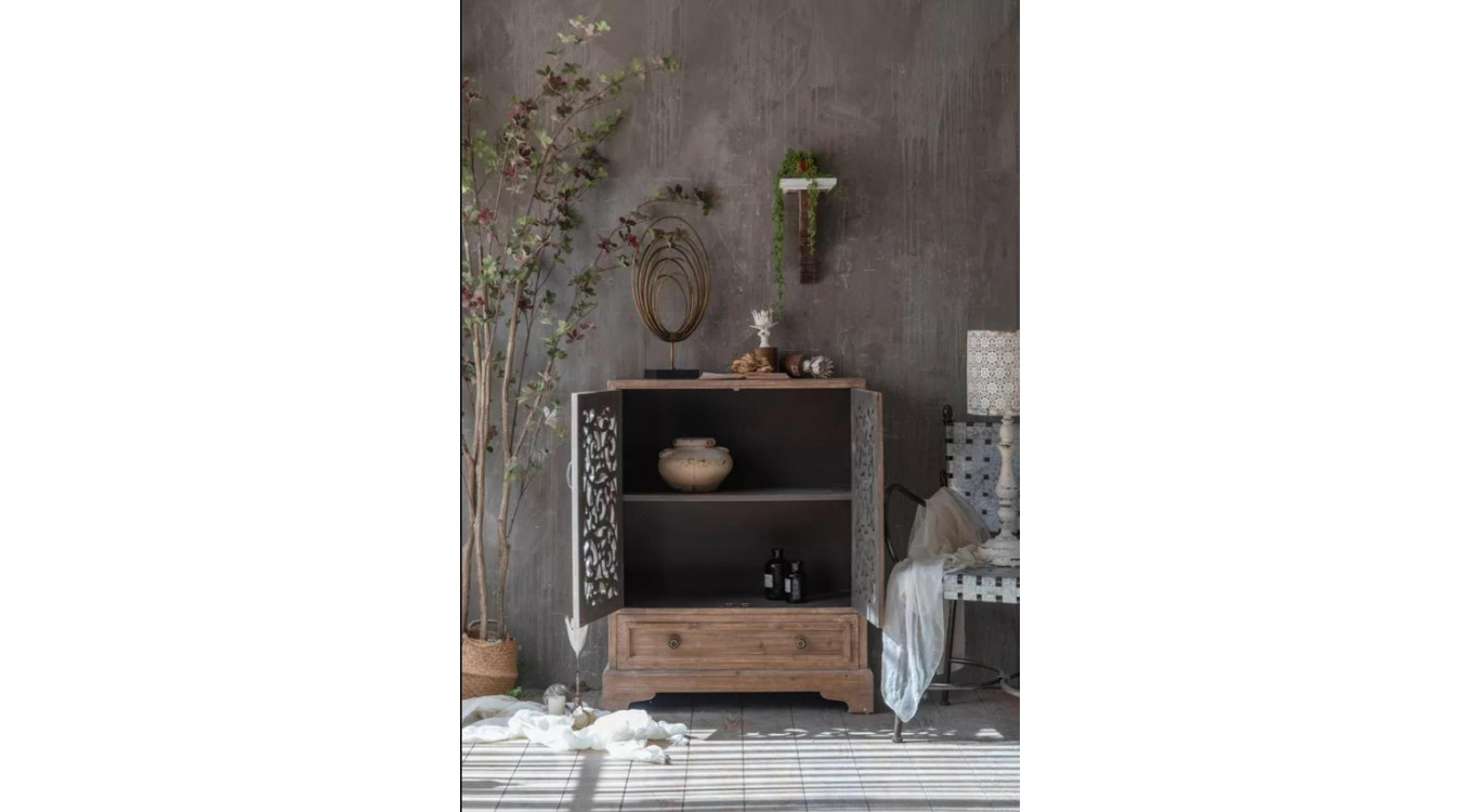 Buffet 1 Tiroir Bois Marron 83x38x102cm