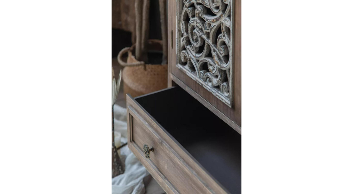 Buffet 1 Tiroir Bois Marron 83x38x102cm