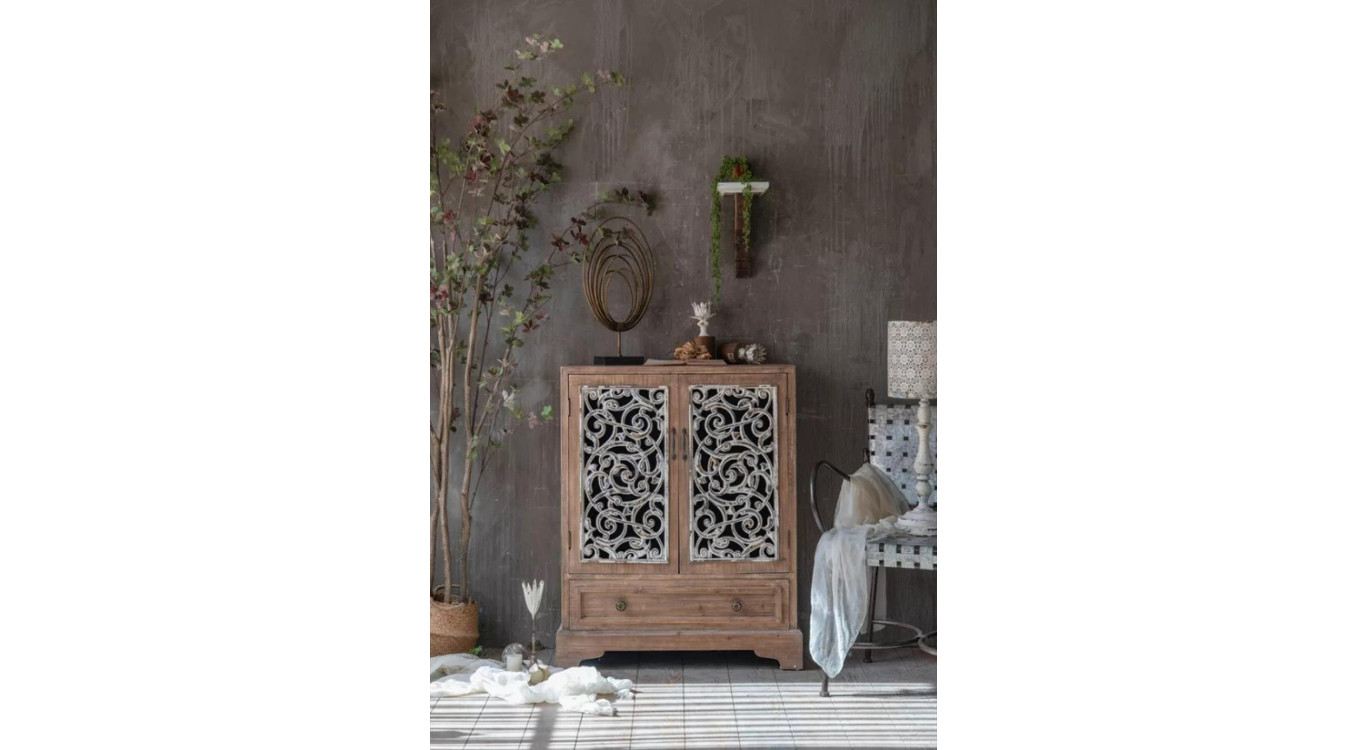 Buffet 1 Tiroir Bois Marron 83x38x102cm