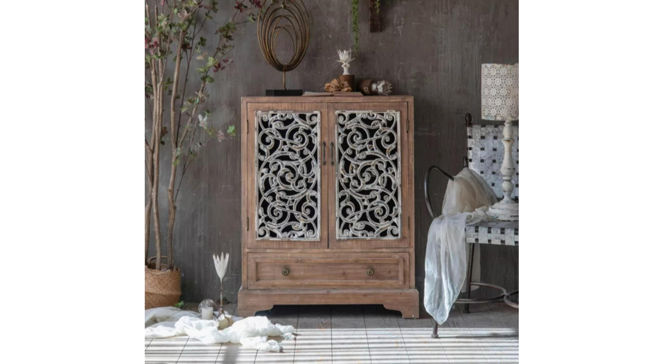 Buffet 1 Tiroir Bois Marron 83x38x102cm