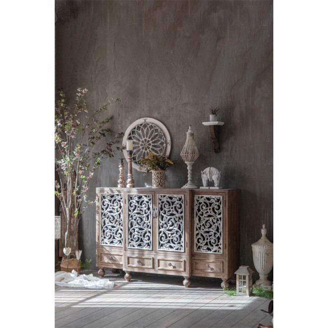 Truhe 4 Schubladen Holz Braun 160x42x102cm