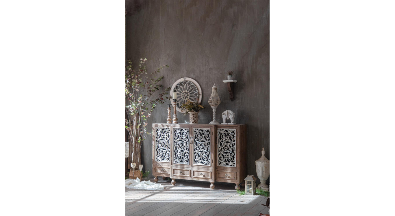 Truhe 4 Schubladen Holz Braun 160x42x102cm