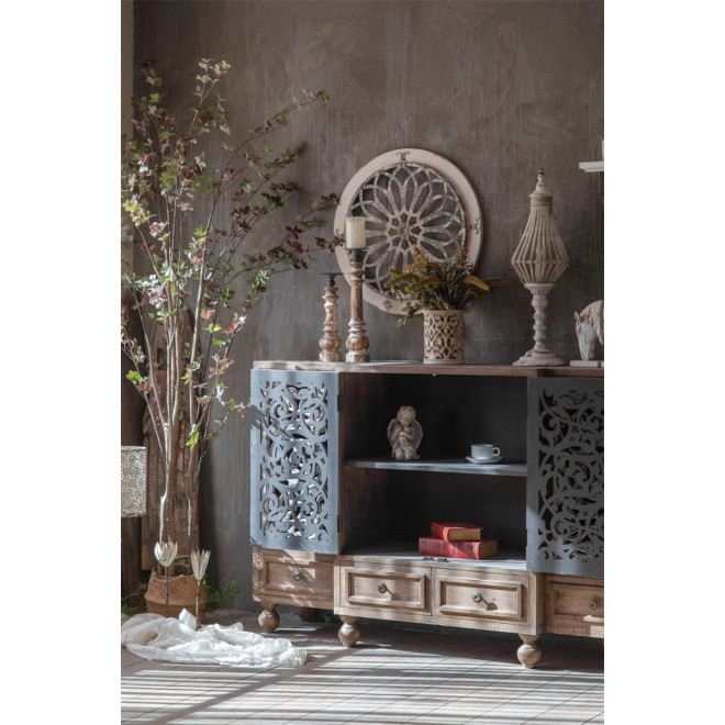 Bahut 4 Tiroirs Bois Marron 160x42x102cm