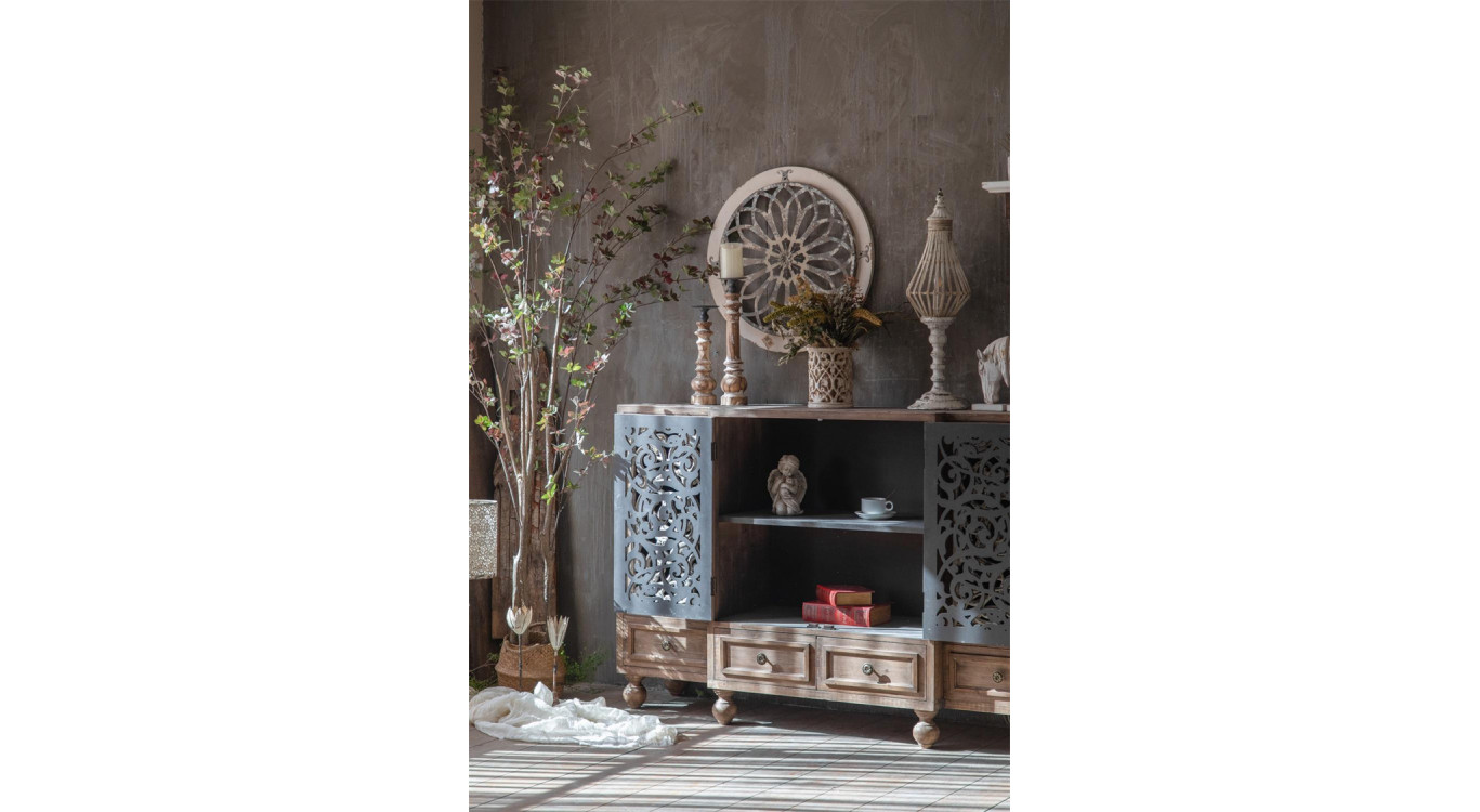 Truhe 4 Schubladen Holz Braun 160x42x102cm