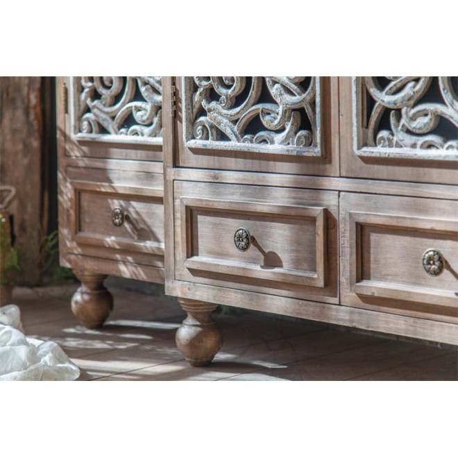 Truhe 4 Schubladen Holz Braun 160x42x102cm