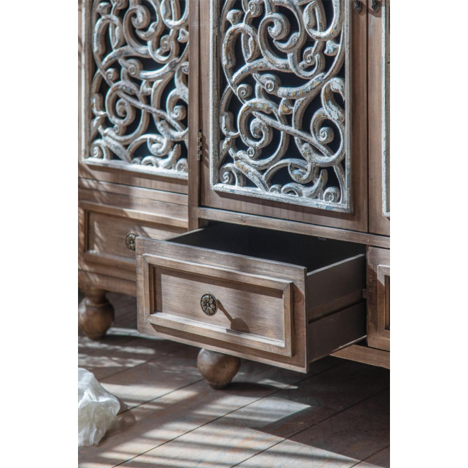Truhe 4 Schubladen Holz Braun 160x42x102cm