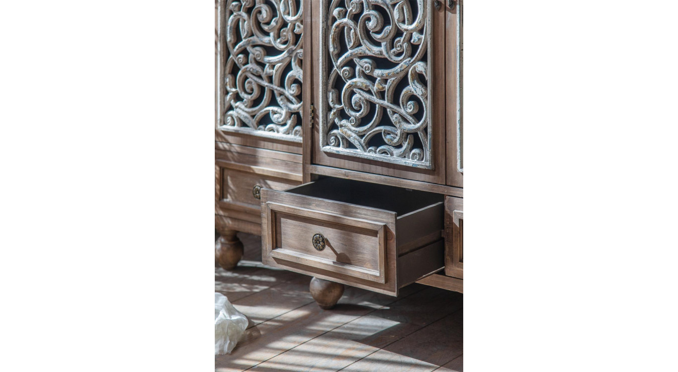 Truhe 4 Schubladen Holz Braun 160x42x102cm