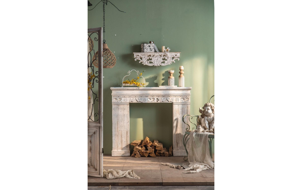 Kaminmantel Holz Weiß 100x30x110cm