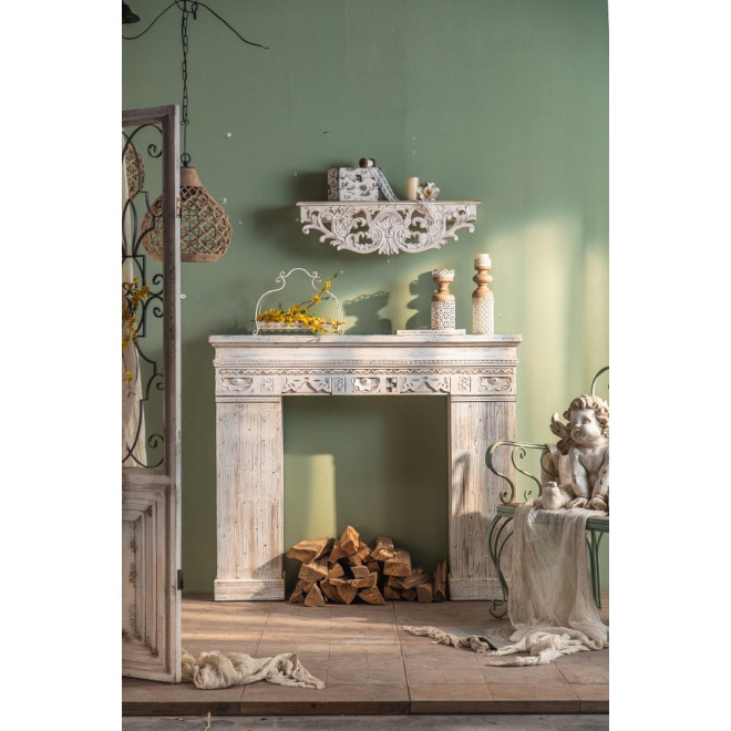 Kaminmantel Holz Weiß 100x30x110cm