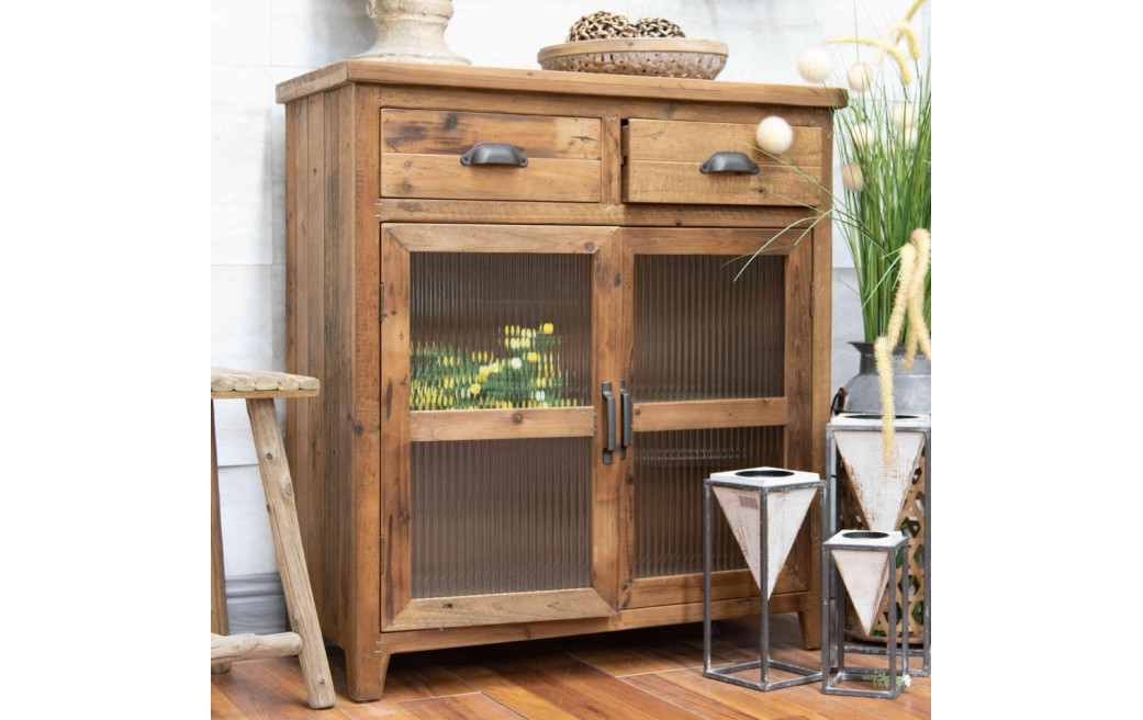 Buffet 2 Tiroirs Bois Marron 78x36x85cm