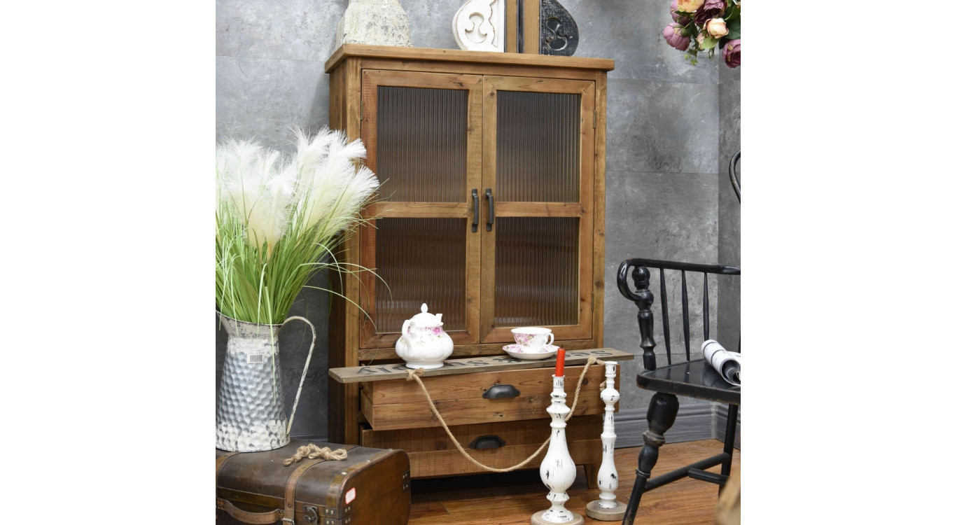 Anrichte mit 2 Schubladen Holz Braun 75x36x120cm