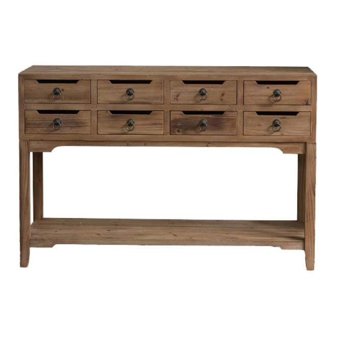 Console 8 Tiroirs Bois Marron 120x38x80.5cm
