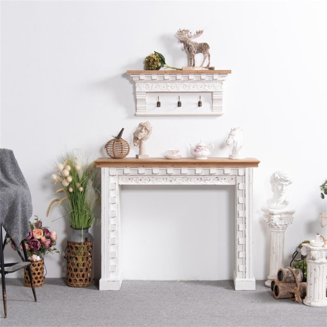 Kaminmantel Holz Weiß 126x32x100.3cm
