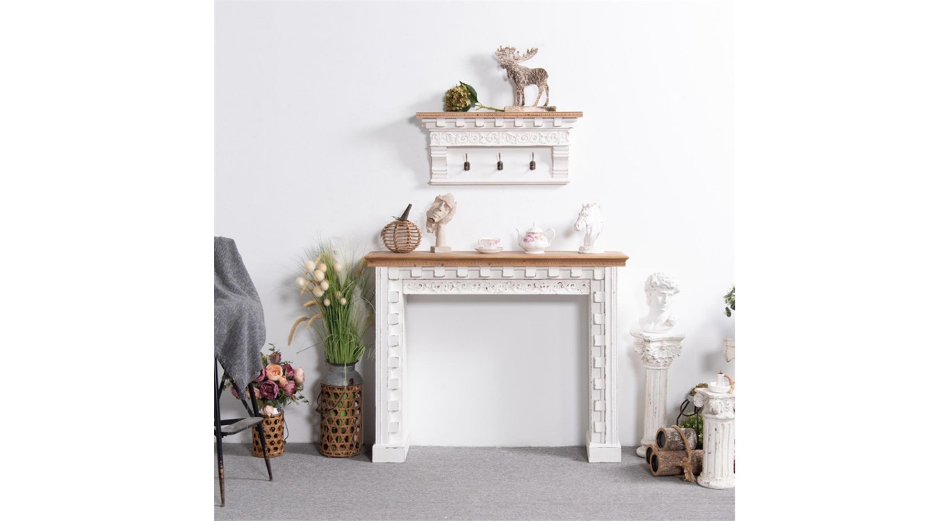 Kaminmantel Holz Weiß 126x32x100.3cm