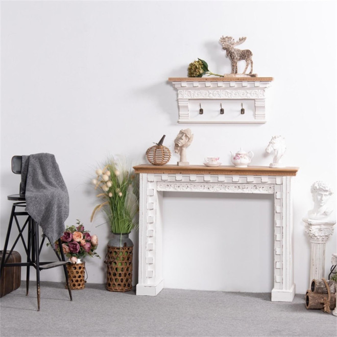 Kaminmantel Holz Weiß 126x32x100.3cm