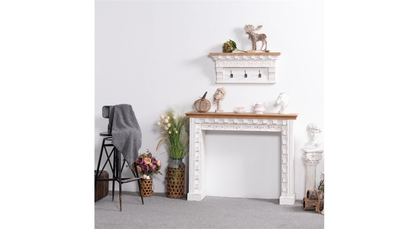 Kaminmantel Holz Weiß 126x32x100.3cm