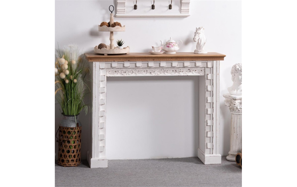Kaminmantel Holz Weiß 126x32x100.3cm