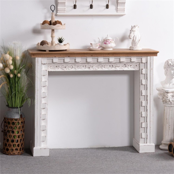 Kaminmantel Holz Weiß 126x32x100.3cm