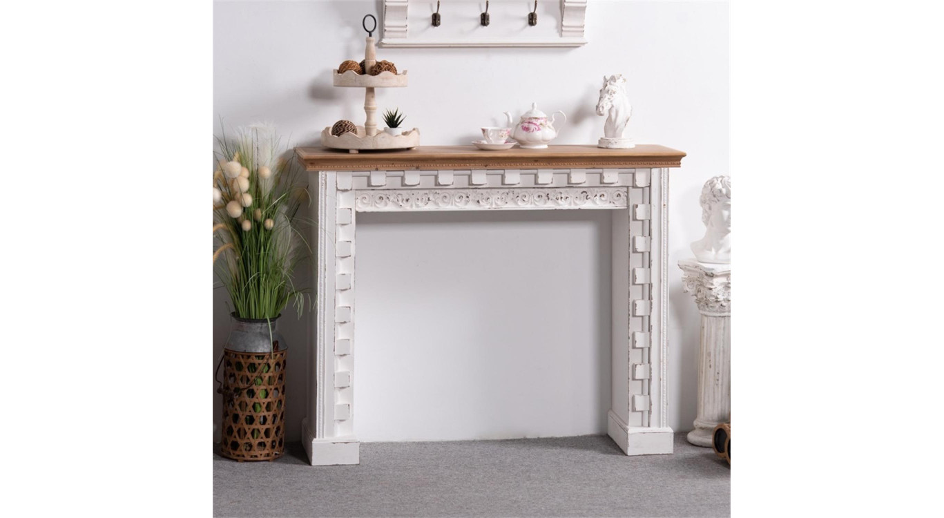 Manteau de Cheminée Bois Blanc 126x32x100.3cm