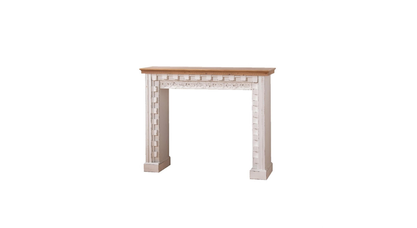 Manteau de Cheminée Bois Blanc 126x32x100.3cm