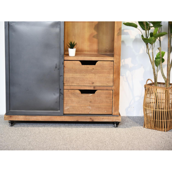 Geschirrschrank mit 2 Schubladen Holz, Metall Braun 90x36x165cm