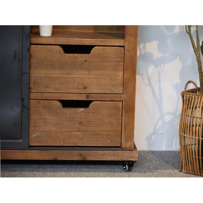 Geschirrschrank mit 2 Schubladen Holz, Metall Braun 90x36x165cm