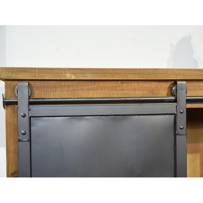 Geschirrschrank mit 2 Schubladen Holz, Metall Braun 90x36x165cm