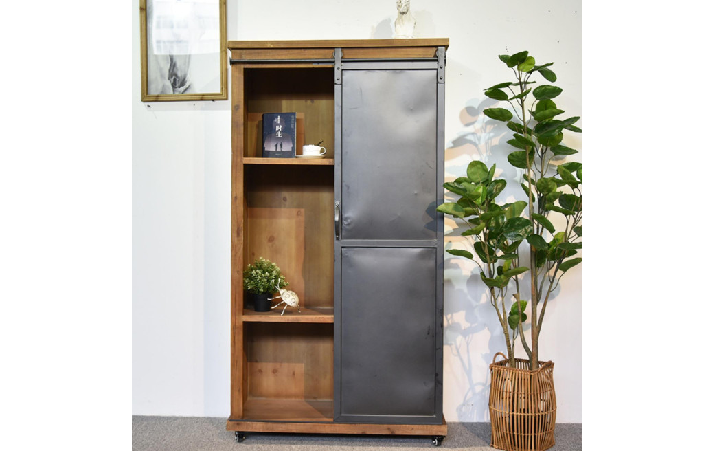 Geschirrschrank mit 2 Schubladen Holz, Metall Braun 90x36x165cm
