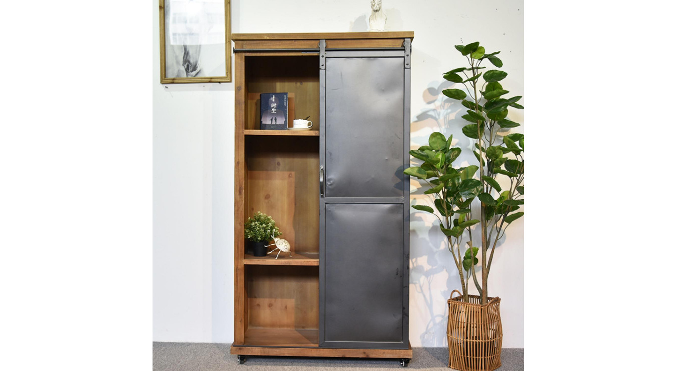 Geschirrschrank mit 2 Schubladen Holz, Metall Braun 90x36x165cm