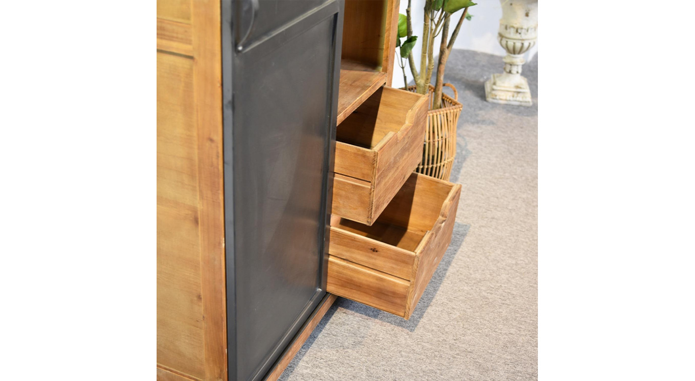 Geschirrschrank mit 2 Schubladen Holz, Metall Braun 90x36x165cm