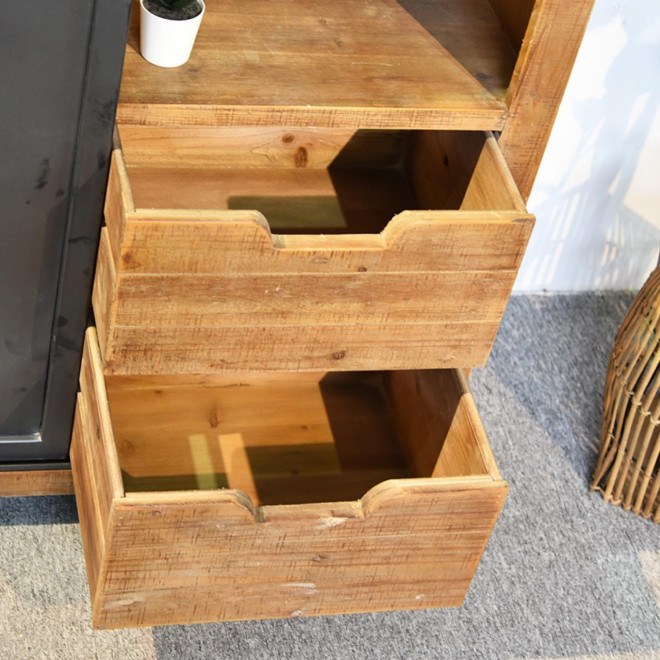 Geschirrschrank mit 2 Schubladen Holz, Metall Braun 90x36x165cm