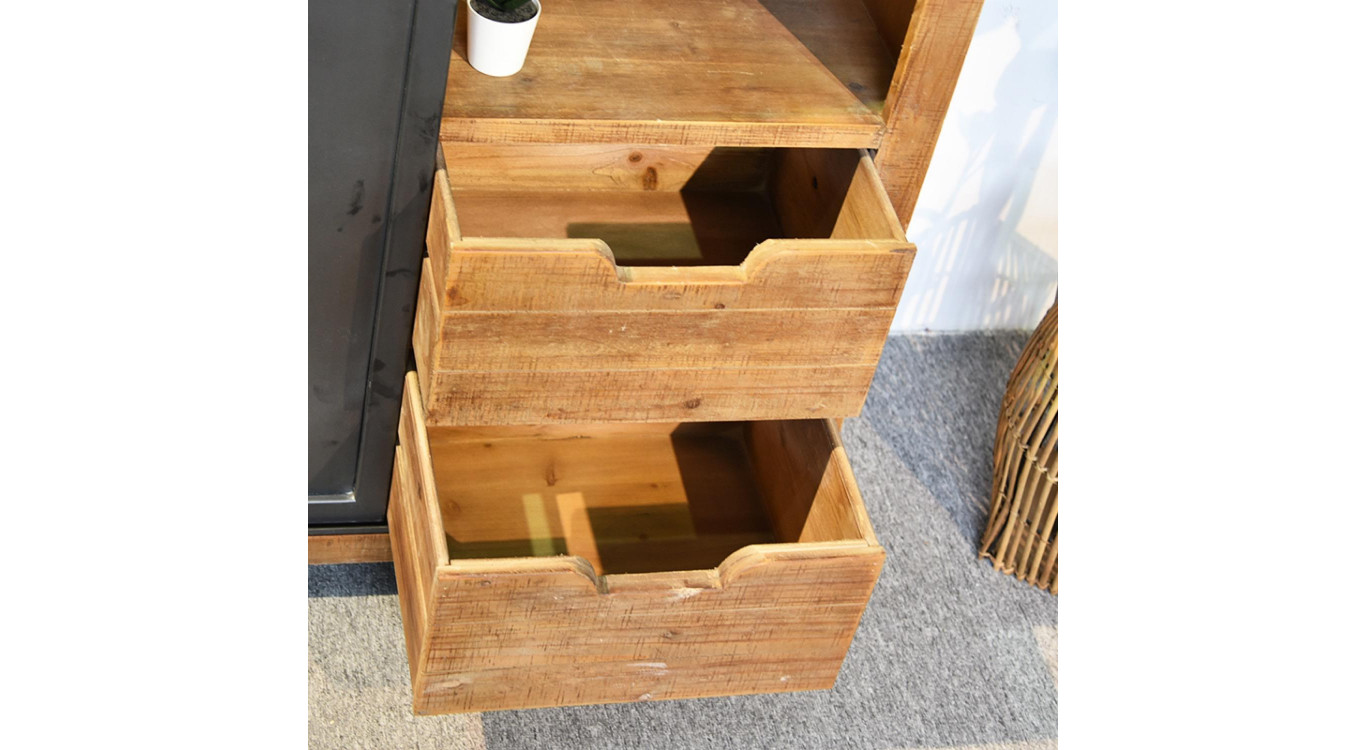 Geschirrschrank mit 2 Schubladen Holz, Metall Braun 90x36x165cm