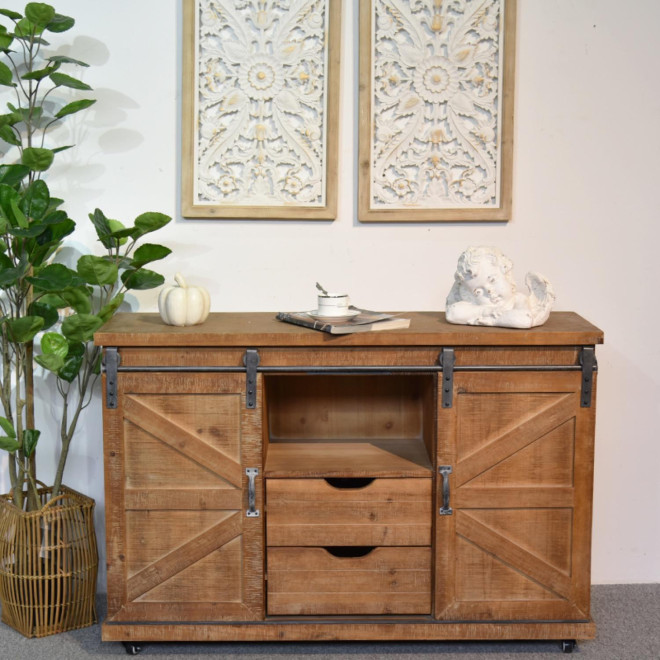 Anrichte mit 2 Schubladen Holz Braun 120x40x80cm