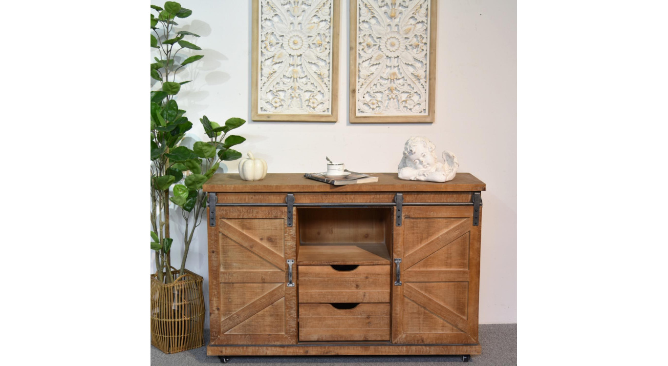 Anrichte mit 2 Schubladen Holz Braun 120x40x80cm