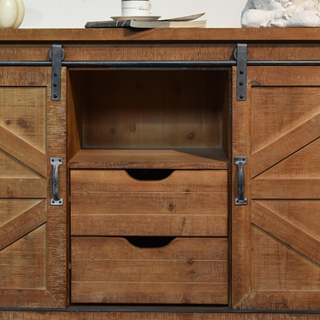 Anrichte mit 2 Schubladen Holz Braun 120x40x80cm