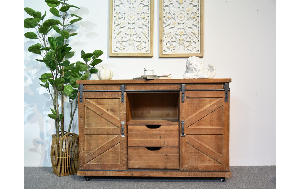 Anrichte mit 2 Schubladen Holz Braun 120x40x80cm