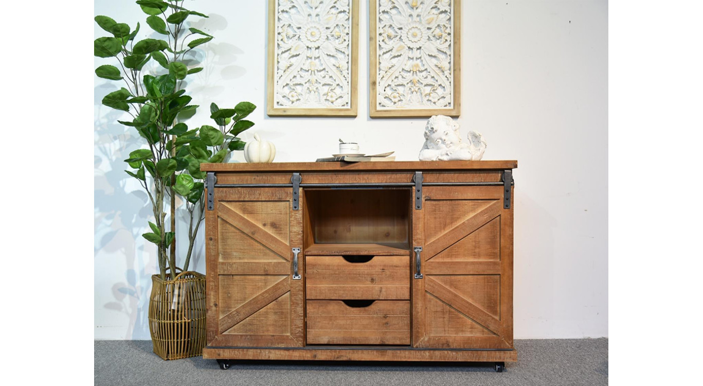 Anrichte mit 2 Schubladen Holz Braun 120x40x80cm