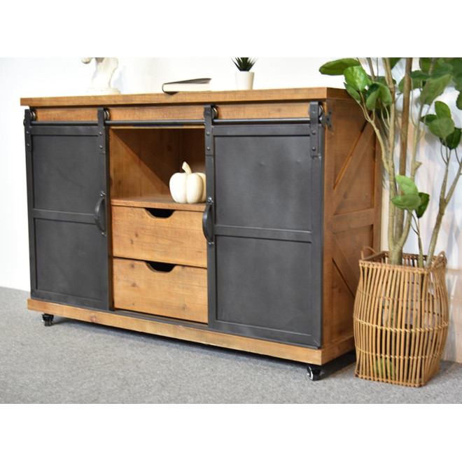 Anrichte mit 2 Schubladen Holz, Metall Braun 120x40x80cm