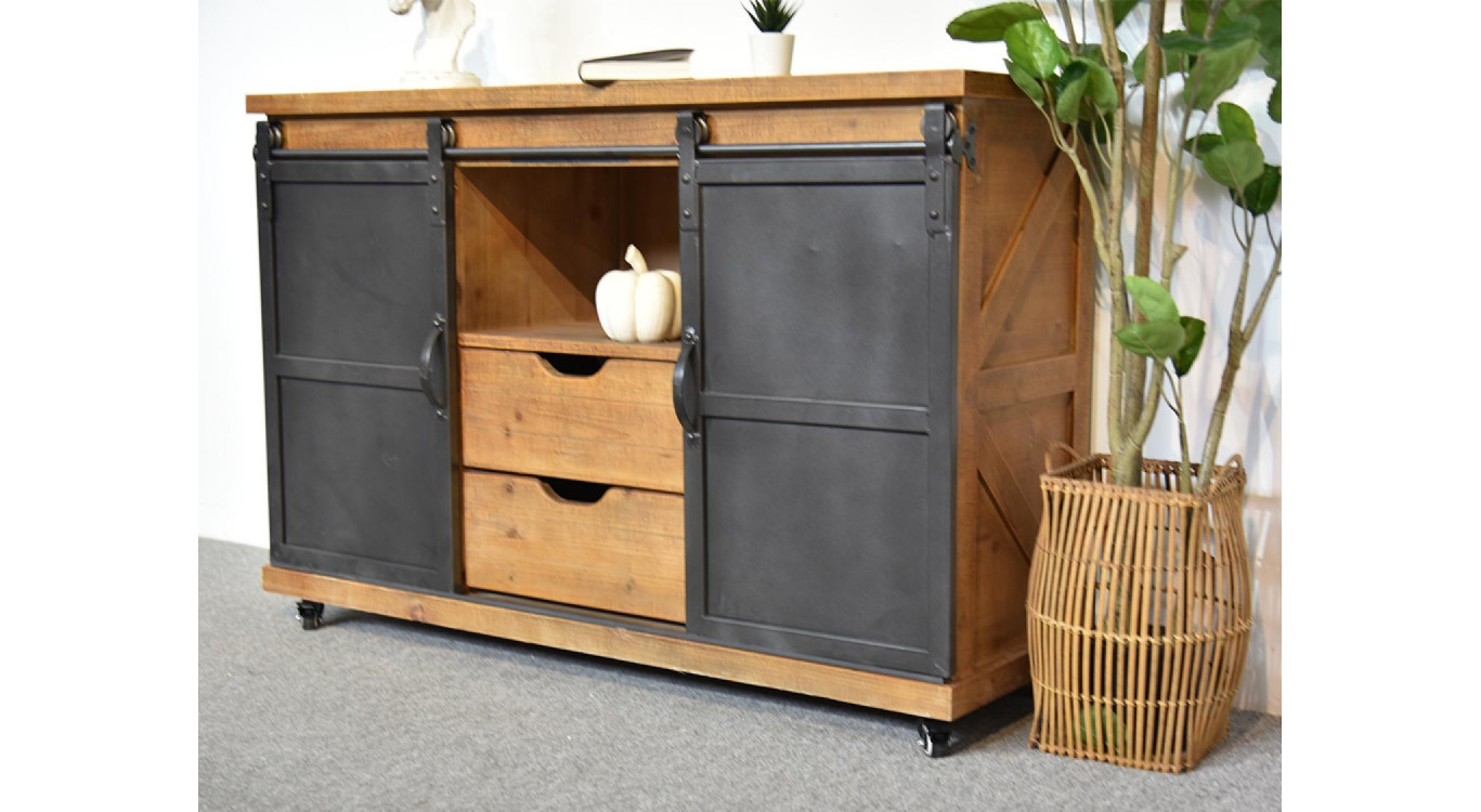 Anrichte mit 2 Schubladen Holz, Metall Braun 120x40x80cm